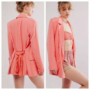 Free People Olivia Belted Blazer in Strawberry Colada